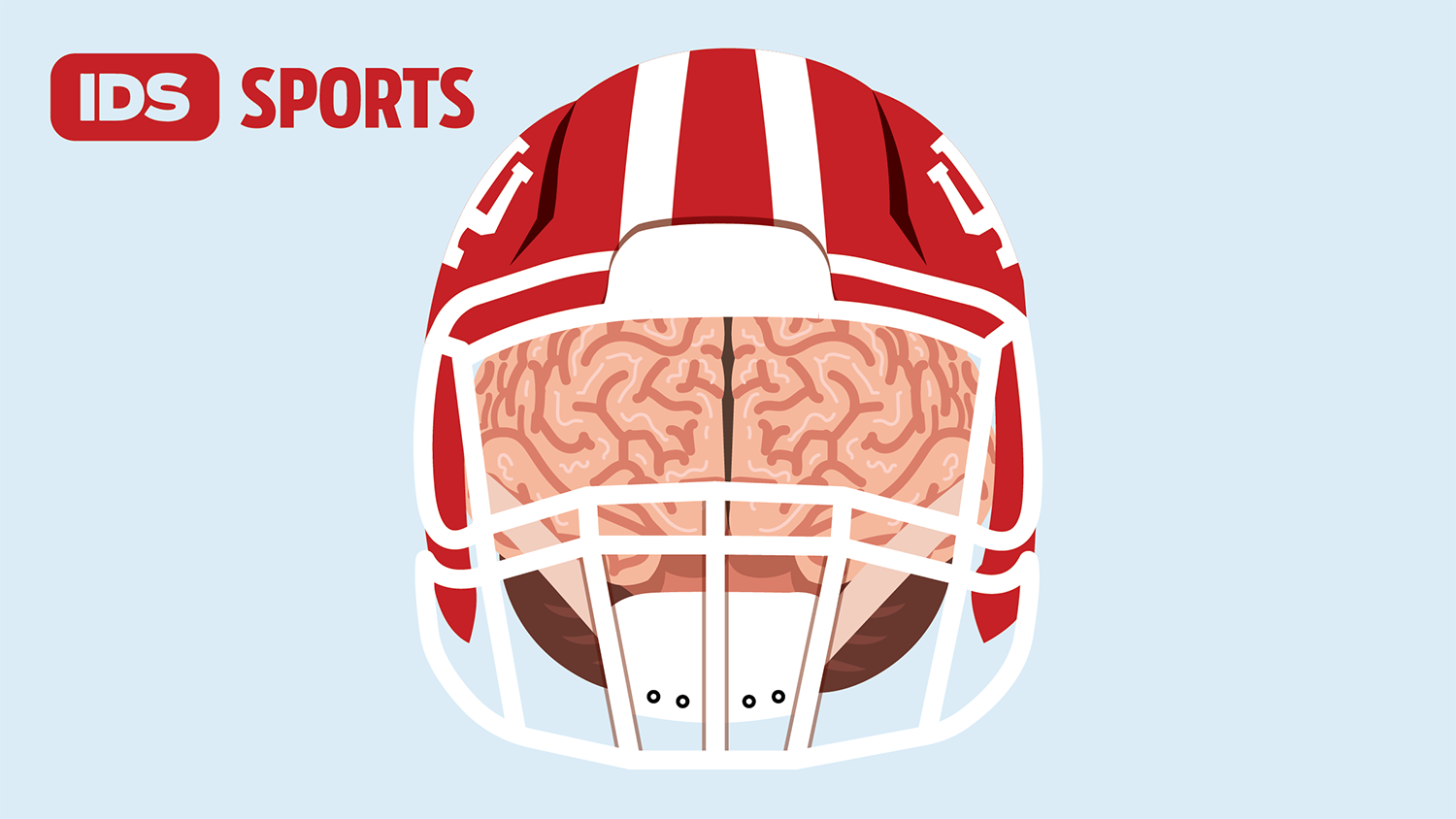 An illustration of a brain inside a football helmet